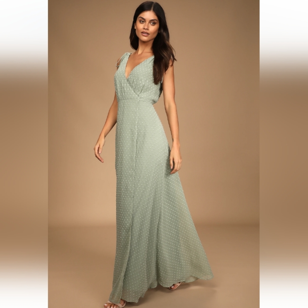 Lulu's Sage Green Maxi Dress